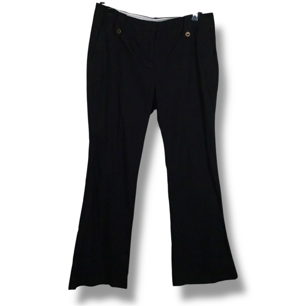 Petite 10 George Black Cotton Blend Stretch Bootcut Pants Neutral Classic